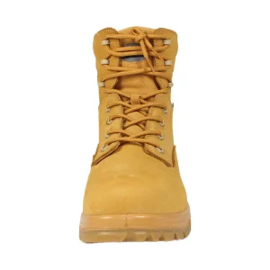 Men’s High Cut Yellow Nubuck Leather Safety Boots Heat Resistant Anti Slip Steel Toe Rubber Sole for Construction