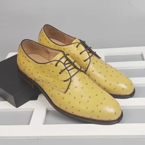 Men’s High-End British-Style Dress Shoes Elegant and Handsome Solid Pattern Summer Slip-On Casual Leather Officer Style