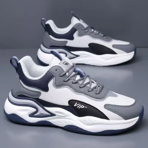 Men’s High End Spring Autumn Sporty Running Shoes Soft Soled Shock Absorbing Light Breathable Mesh Lace Up Sneakers
