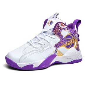 Men’s High Top Basketball Shoes Thick Soled Mesh Upper Breathable Anti Slip Casual Sports Shoes Rubber Sole Durable