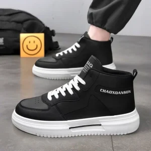 Men’s High Top Casual Skateboard Shoes White Small Size Sports Walking Shoes With Thick Sole for Students for Spring Summer