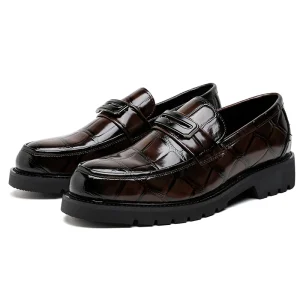 Men’s High Top Dress Shoes Genuine Leather Oxfords Loafers with Retro Styles Easy Wear Large Sizes