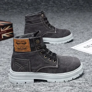 Men’s High-Top Sneakers Denim Casual Versatile Work-Style Martin Trendy Shoes