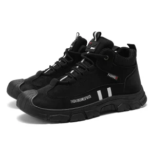 Men’s High Top Soft Soled Work Boots Casual Trendy Outdoor Autumn Hiking Sports Lace Up Closure