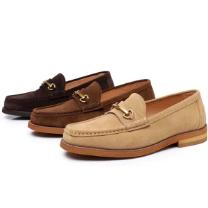 Men’s High Top Stylish Brown Genuine Leather Loafers Khaki Accents Comfortable Slip-On Hard-Wearing Casual Wedding Shoes