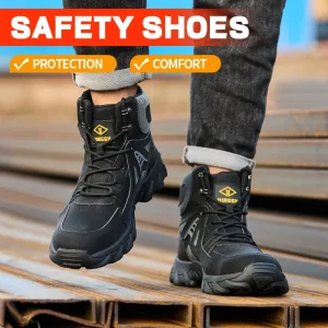 Men’s Industrial Safety Shoes EU Steel Toe Anti slip Wear resistant Anti crush for Factory Warehouse Construction Daily Work