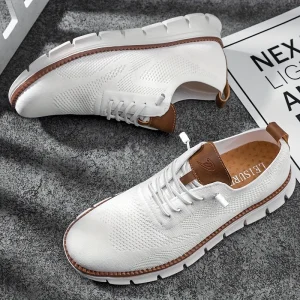 Men’s Knitted Breathable Running Shoes Non-Slip Casual Sneakers Mesh Sports Trainers Plus Size
