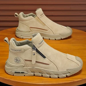 Men’s Korean Style Labor Protection Casual Sports Shoes Non-slip Wear-resistant Breathable Waterproof High-top Work Short Boots