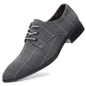 Men’s Korean style Canvas Dress Shoes Oxfords Casual Breathable Flat Oxford Outsole for Formal Work Weddings