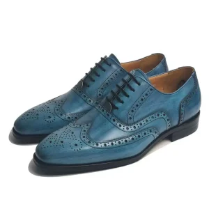 Men’s Lace Up British Office Casual Fashion Business Oxford Shoes Genuine Leather Brogue Breathable Formal