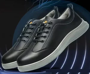Men’s Lace-Up Low Cut Casual Work Safety Shoes with Plastic Toecap Anti-Slip Anti Static Workplaces Safety Footwear