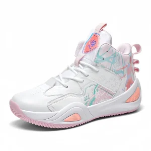 Men’s Lace-up Anti-slip Mesh High Top Basketball Shoes Comfort All Season Rubber Outsole Breathable