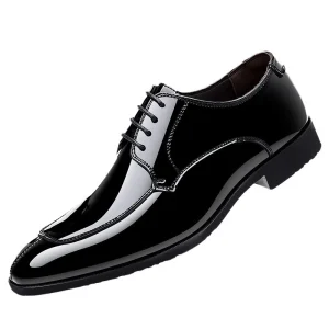 Men’s Large Size Genuine Leather Wedding Shoes Breathable Anti-Slip Cushioning Business Formal Office Career Soft Bottom