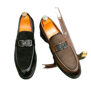 Men’s Large Size PU Slip-On Solid Dress Loafers Comfortable Breathable Light Weight Business Wedding Formal Flat Spring Autumn
