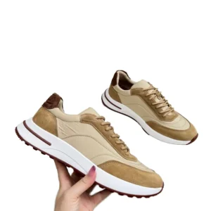 Men’s Leather Court Sneakers Breathable Lighted Espadrilles Fashion Casual Walking Shoes