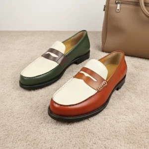 Men’s Leather Loafers Thick Sole Penny Loafers Handmade Genuine Leather Slip on Dress Shoes for Business Casual