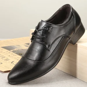 Men’s Leather Pointed Toe Loafers 38-44 EVA Rubber Black Luxury Dress Shoes Office & Career Lightweight
