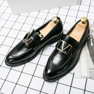 Men’s Leather Shoes Size 48 Business Korean-style Formal Casual Single Shoes Large Size Metal Buckle Wedding Men’s Shoes