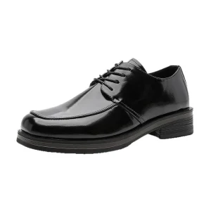 Men’s Leather Square Toe Derby Shoes Thick Soled Casual Retro Black Shoes Men’s Boots