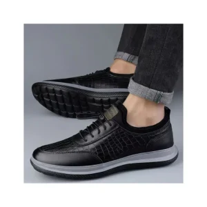 Men’s Leather Walking Shoes PU Leather Sneakers Casual Walking Shoes