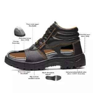 Men’s Light Industrial Work Safety Boots with Steel Toe Protective Security Work Shoes and Toe Caps