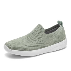 Men’s Lightweight Breathable Knit Slip on Walking Shoes Casual Sneakers Soft Plastic Outsole Comfortable Loafers