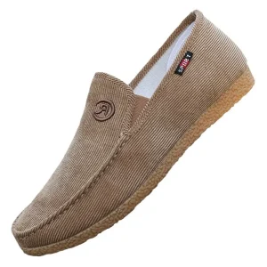 Men’s Lightweight Breathable Rubber Outsole Loafers Canvas Shoes Old Beijing Style Work Shoes Slip On Closure Anti Odor Casual