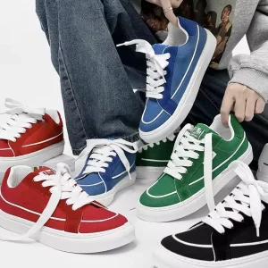 Men’s Lightweight Chunky Skateboarding Shoes Fashion Trend Newly Designed Low Cut Stretch Fabric Breathable Slip-On Closure Mesh