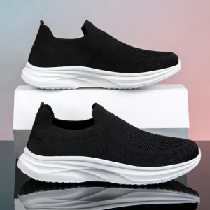 Men’s Lightweight Minimalist Sneakers Low-Top Slip-On Loafers Mesh Breathable Stretch Fabric Cushioned Lighted Athleisure
