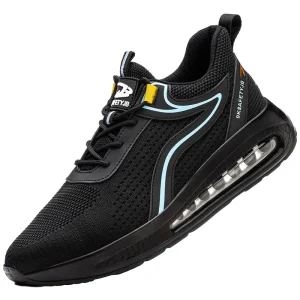Men’s Lightweight Steel Toe Canvas Sports Safety Shoes Anti-Smashing Anti-Piercing Wear-Resistant Construction Site Factory Use