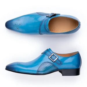 Men’s Loafers Casual Genuine Leather Slip-On Shoes Pointe Toe Handmade Monk Strap Dress Shoes