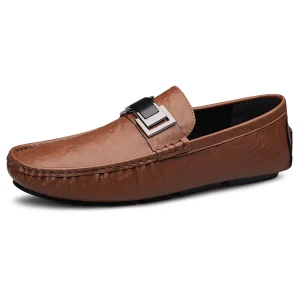 Men’s Loafers Driving Shoes Gommino Penny Loafer Flats Leather Metal Decoration Low top Slip on Handmade Breathable for Male