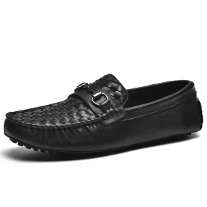 Men’s Loafers Driving Shoes Gommino Penny Loafer Flats Metal Buckle Weave Cow Genuine Leather Low-top Slip On Handmade Casual