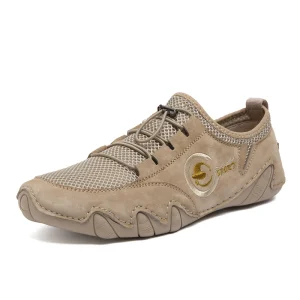 Men’s Loafers Driving Walking Shoes Gommino Flats Leather Air Mesh Low top Lace up Casual Leisure Handmade Light Weight Outdoor