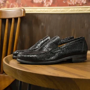 Men’s Loafers Office Casual Shoes Slip On Summer Cowhide Geometric Pattern Genuine Leather Upper Rubber Outsole