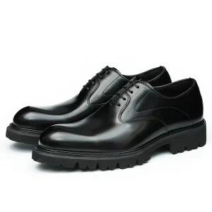 Men’s New Business Lace-up Oxfords Thick-soled Men’s Leather Dress Shoes Genuine Leather Shoes for Wedding & Office Use