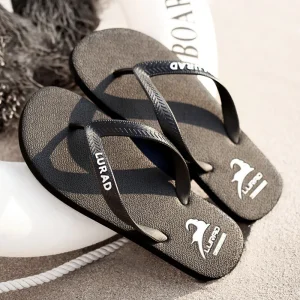 Men’s Non-slip Casual Flip Flops Summer Wear-resistant Sandals Trendy Simple Black Beach Slippers