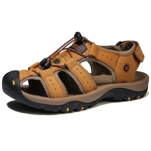 Men’s Outdoor Beach Sandals Lightweight Breathable Closed Toe Durable Plus Size Comfortable Walking Shoes