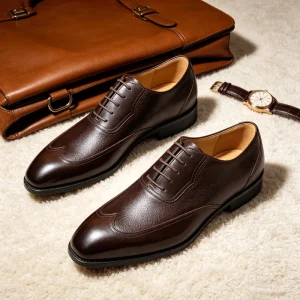 Men’s Oxford Shoes Genuine Leather Formal Business Dress Shoes Classic Black Cap Toe Shoes for Men Office Work