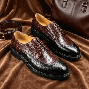Men’s Oxford Shoes Thick Sole Genuine Leather Formal Business Dress Shoes Classic Black Shoes for Men Office Work