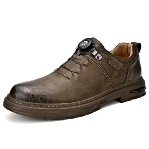 Men’s Oxford Shoes Tooling Work & Safety Outdoor Boots Low-top Hiking & Trekking Running Backpacking Shoes Button Leather Casual