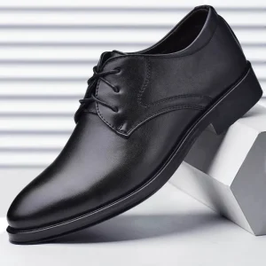 Men’s PU Leather Business Formal Shoes Buckle-On Versatile Casual Dress Oxfords