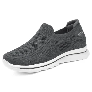 Men’s Platform Walking Shoes Breathable Mesh Upper Soft Sole Comfort Sporty Casual Slip-On Sneakers for Spring Summer