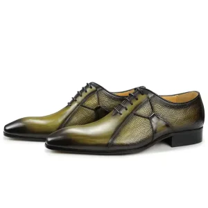 Men’s Pointed Toe Genuine Leather Wedding Shoes for Formal Occasions