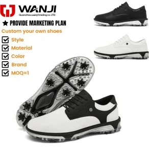 Men’s Professional Spiked Golf Shoes Microfiber Leather Upper Waterproof Anti-slip Breathable Golf Training