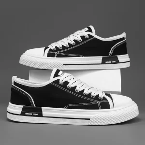 Men’s Retro Canvas Shoes Low Cut Casual Wear Resistant with Anti Slip Flat Bottom Breathable Mesh Lining for Slow Walking