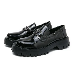 Men’s Retro Dress Shoes Genuine Leather Casual Loafers Easy Wear Large Sizes High Top Round Toe