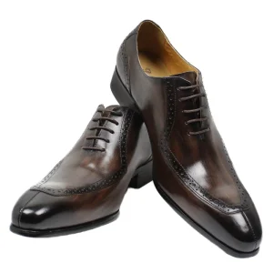 Men’s Retro Leather Dress Shoes Oxfords for Formal Banquets Business Lace Up Party