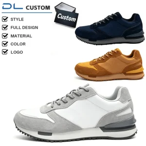 Men’s Retro Running Sneakers Fly Knit Sheepskin Mixed Suede Nylon Multi-Tone Sole Custom Logo OEM ODM Casual Streetwear