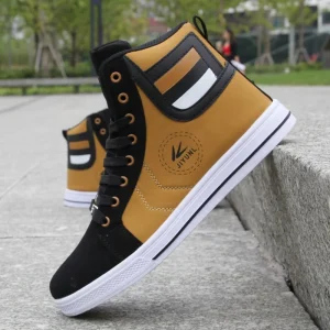 Men’s Round Head High Top Sports Shoes Manufacturers Customize Lace Up Casual Shoes